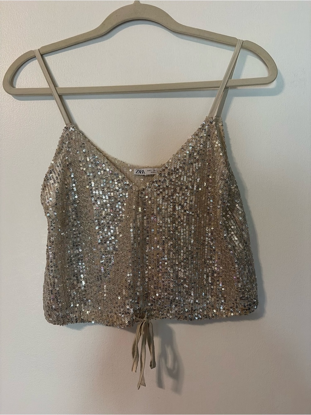 Zara Beige Champagne Sequin Cami